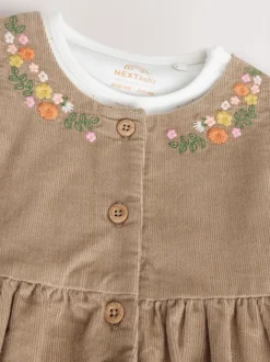 Vert olive brodé - Ensemble body et collants à manches longues en velours côtelé pour bébé (0mois-2ans)