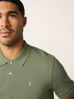 Vert olive clair - Slim Fit (Slim Fit) - Polo Manches courtes Pique