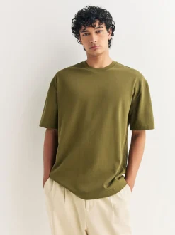 Vert olive/gris glace/orange rouille - Coupe ample - T-shirt épais 3 Pack