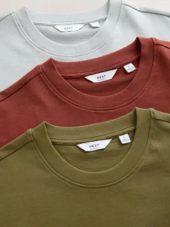 Vert olive/gris glace/orange rouille - Coupe ample - T-shirt épais 3 Pack