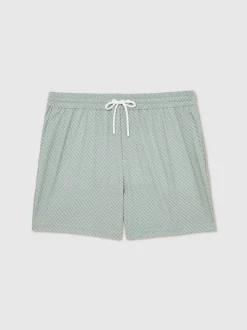 Vert pistache - Short de bain à cordon imprimé géométrique Reiss Tito