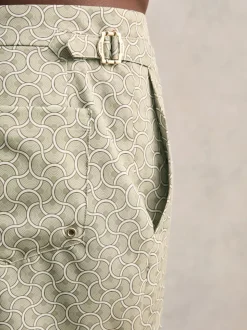 Vert pistache - Short Reiss Caprio imprimé géométrique de bain