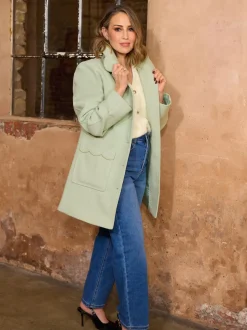 Vert pistachio - Love & Roses Manteau Dolly mi-long à bordures festonnées