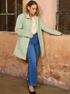 Vert pistachio - Love & Roses Manteau Dolly mi-long à bordures festonnées