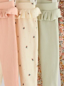 Vert sauge/corail/fleurs - Paquet de jambières pour bébé 4 (0mois-2ans)