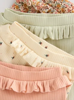 Vert sauge/corail/fleurs - Paquet de jambières pour bébé 4 (0mois-2ans)