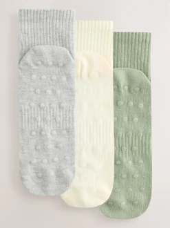 Vert sauge/Crème/Gris - soi-même. Lot de 3 paires de chaussettes raccourcies à logo brodé à la cheville