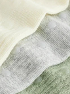 Vert sauge/Crème/Gris - soi-même. Lot de 3 paires de chaussettes raccourcies à logo brodé à la cheville