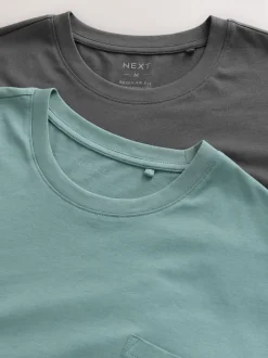 Vert sauge/gris ardoise - Ensemble de 2 pyjamas longs ouverts en jersey