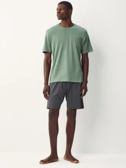 Vert sauge/gris ardoise - Lot de 2 pyjamas courts en jersey