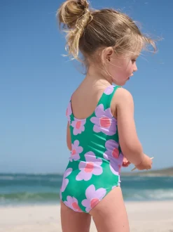 Vert Stampy Fleuri - Maillot de bain (3mths-7yrs)