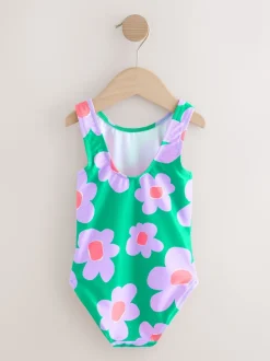 Vert Stampy Fleuri - Maillot de bain (3mths-7yrs)