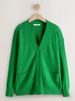 Vert vif - Cardigan ultra-doux à col en V avec poches