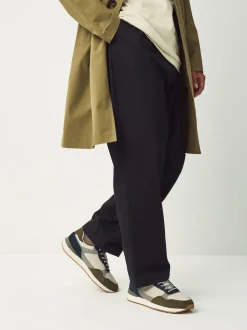 Vert/Blanc - Baskets avec bordure en daim