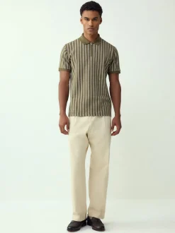 Vert/Blanc - Polos à quart de tour Vertical Rayure