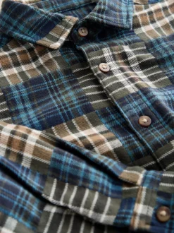 Vert/bleu à carreaux - Chemise patchwork à manches longues (3mois -7ans)