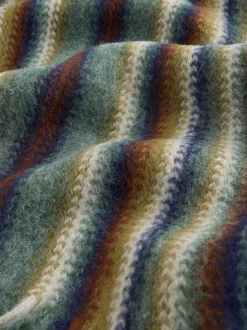 Vert/Bleu - Écharpe en maille à rayures