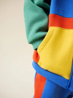 Vert/Bleu color block - Ensemble sweat et Joggings zippé à Col cheminée (3mois-7ans)