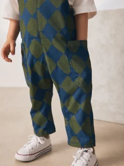 Vert/bleu Harlequin - Salopette (3mths-7yrs)