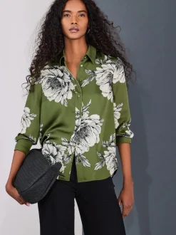 Vert/Écru imprimé fleuri - Chemise à manches longues