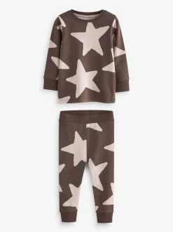 Vert/Ecru/Marron Étoiles - Lot de 3 pyjamas Snuggle (9mois-10ans)