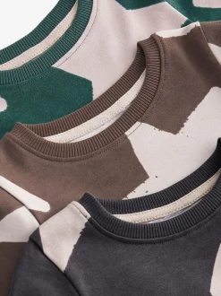 Vert/Ecru/Marron Étoiles - Lot de 3 pyjamas Snuggle (9mois-10ans)