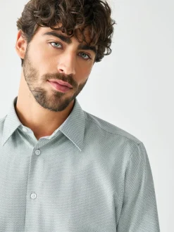 Vert/fleuri - Ajustement régulier - Ensemble chemise et cravate