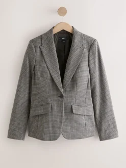 Vert/Gris - Blazer ajusté à carreaux sculpté