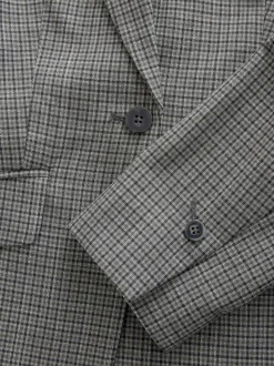 Vert/Gris - Blazer ajusté à carreaux sculpté