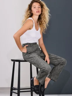 Vert/Gris - Pantalon slim à carreaux