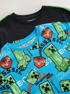 Vert/Noir - Lot de 2 pyjamas courts sous licence Minecraft (5-14ans)
