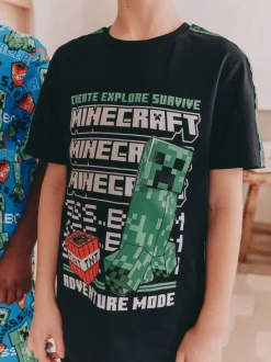 Vert/Noir - Lot de 2 pyjamas courts sous licence Minecraft (5-14ans)