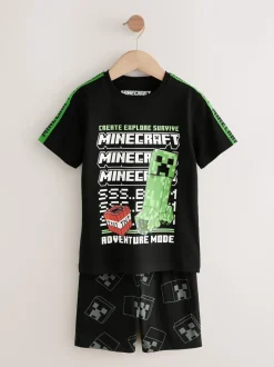 Vert/Noir - Lot de 2 pyjamas courts sous licence Minecraft (5-14ans)