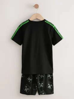 Vert/Noir - Lot de 2 pyjamas courts sous licence Minecraft (5-14ans)