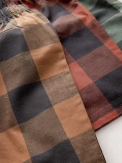 Vert/orange - Pyjama court à carreaux tissés 3 Pack (3-16ans)