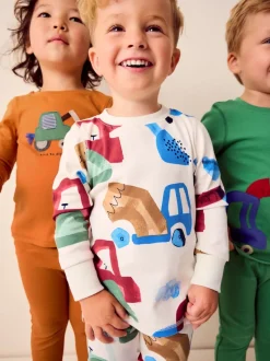 Vert/Orange Transport - Lot de 3 pyjamas Snuggle courts (9mois-10ans)