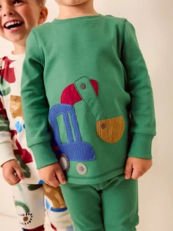 Vert/Orange Transport - Lot de 3 pyjamas Snuggle courts (9mois-10ans)