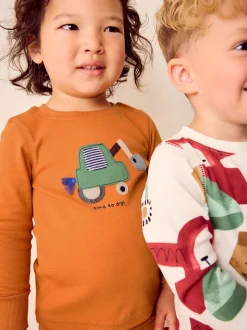 Vert/Orange Transport - Lot de 3 pyjamas Snuggle courts (9mois-10ans)