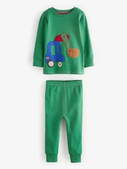 Vert/Orange Transport - Lot de 3 pyjamas Snuggle courts (9mois-10ans)