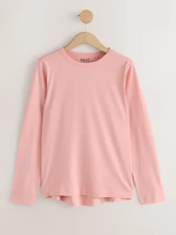 Vert/violet/bleu/écru/rose - T-shirt à manches longues en coton 100% 5 Pack