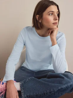 Vert/violet/bleu/écru/rose - T-shirt à manches longues en coton 100% 5 Pack