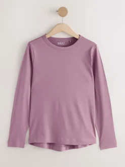 Vert/violet/bleu/écru/rose - T-shirt à manches longues en coton 100% 5 Pack