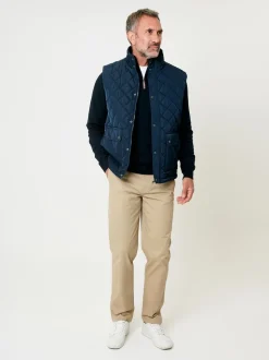 Veste sans manches Saltwell Heritage bleue matelassée à col cheminée en losanges