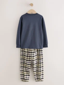 Véhicule bleu/vert - Lot de 2 pyjamas en tissu à carreaux à manches longues (3-16ans)