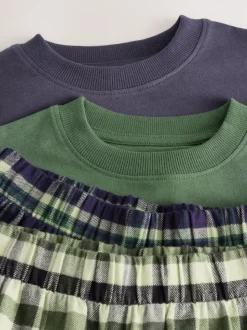 Véhicule bleu/vert - Lot de 2 pyjamas en tissu à carreaux à manches longues (3-16ans)