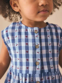 Vichy bleu - Combinaison trapèze (3mois-7ans)