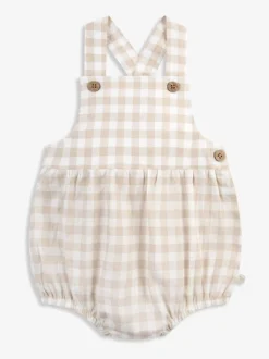 Vichy fauve - Barboteuse The Little Tailor Bébé shorts tissés 100% coton