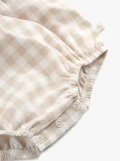 Vichy fauve - Barboteuse The Little Tailor Bébé shorts tissés 100% coton