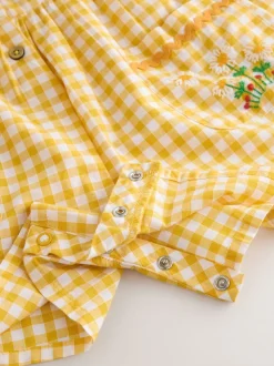 Vichy jaune brodé - Combinaison sans manches (3mois à7ans)