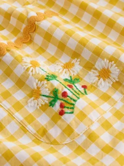 Vichy jaune brodé - Combinaison sans manches (3mois à7ans)